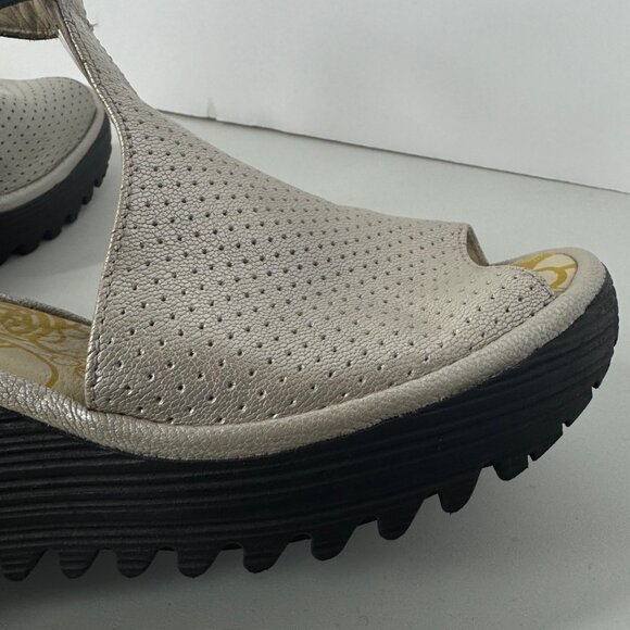 Fly London Wedge Sandals Size 36/6 Open Toe Color Block Ankle Strap - Picture 9 of 15